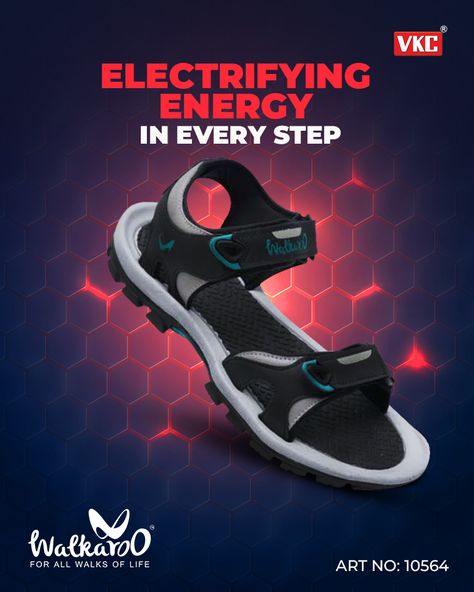 athletic sandals, sport sandals, walking sandals, outdoor sandals, comfort sandals, hiking sandals, adventure sandals, product launch, brand awareness, modern typography, energetic, bold, red, blue, black